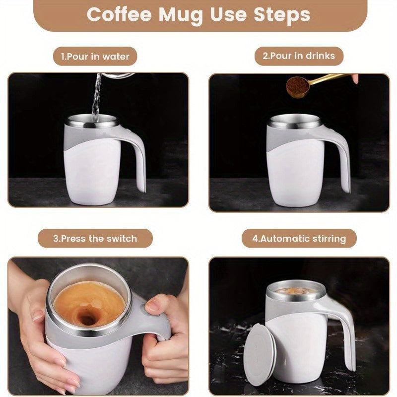 12.85 oz Stainless Steel Self-Stirring Coffee Mug