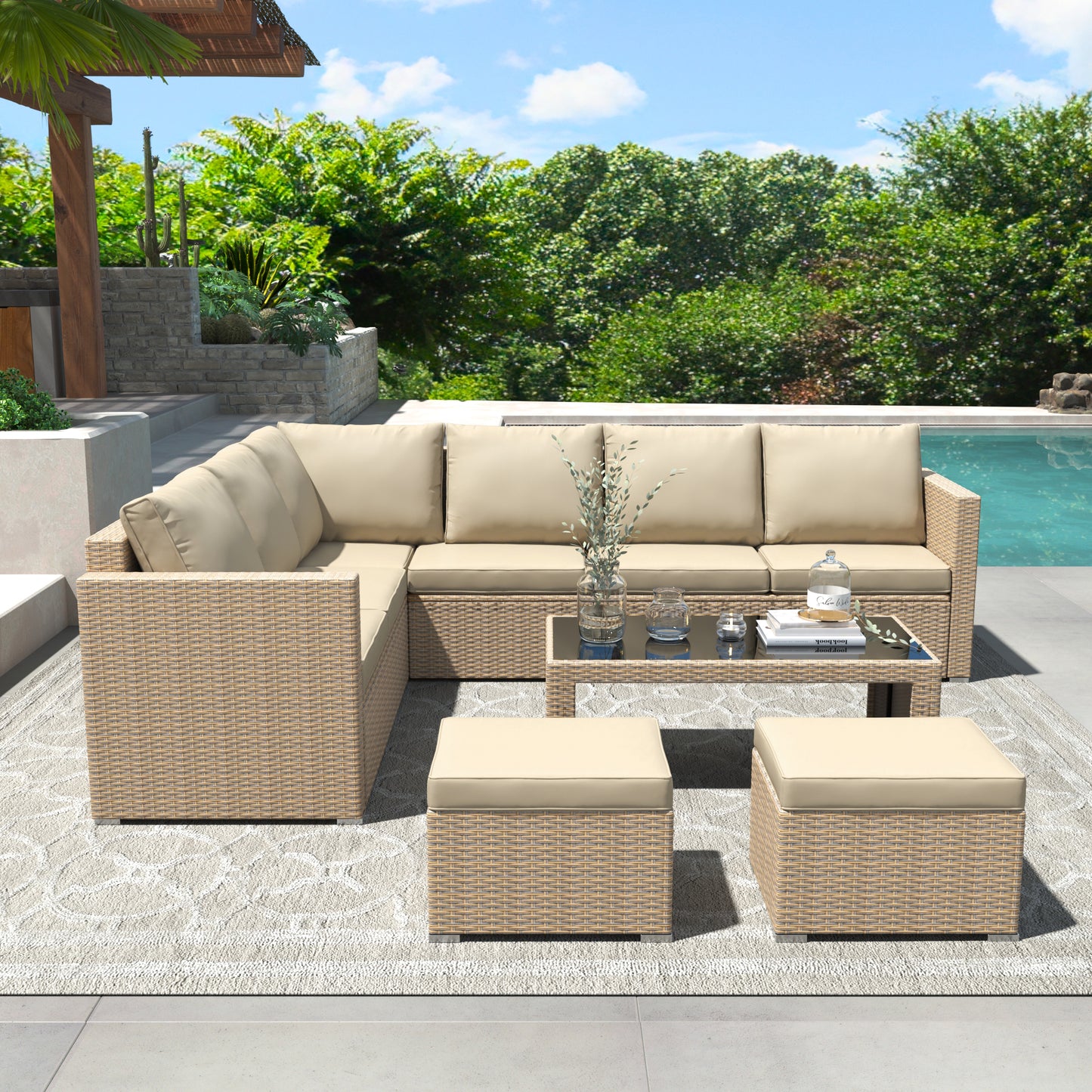 Garden Corner Outdoor Furniture with Coffee Table