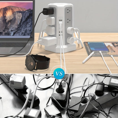 LEVEL 4 Upgraded 16 AC Outlets Power Strip Tower with USB/USB C Port