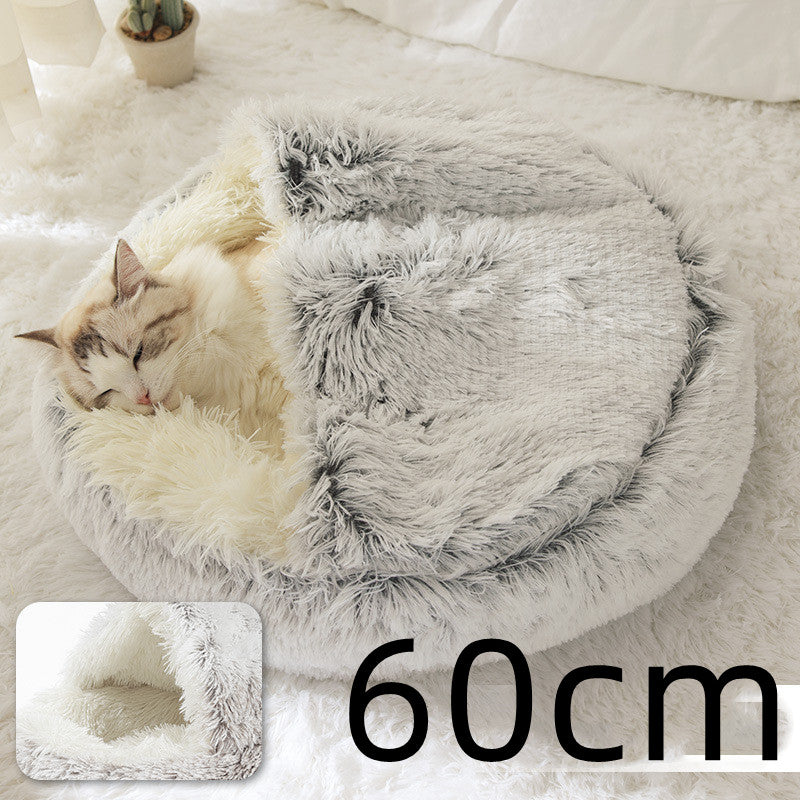 2 In 1 Dog And Cat Round Plush Winter