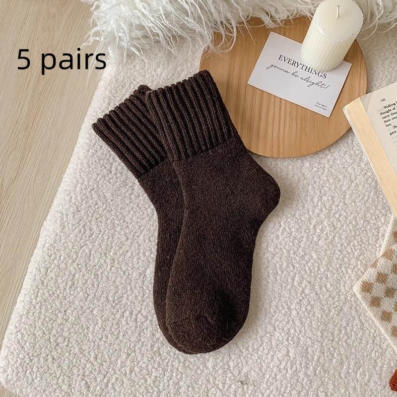 High Ribbed Knitted Sweat-Absorbent Winter Socks