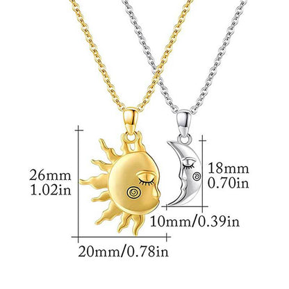 18K Golden Magnetic Sun& Star Couple Pendant Necklace