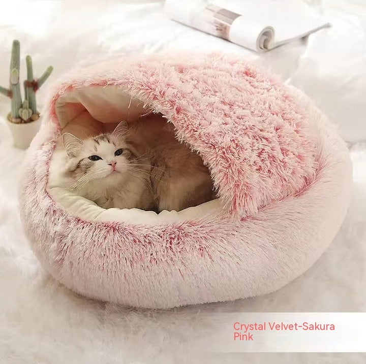 2 In 1 Dog And Cat Round Plush Winter