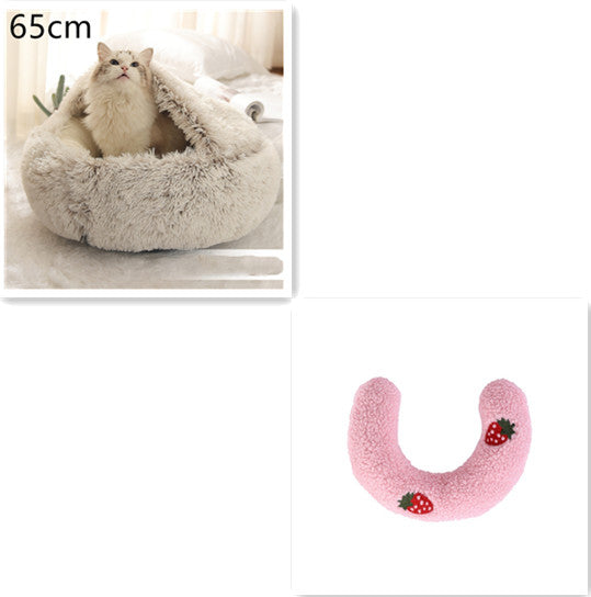 2 In 1 Dog And Cat Round Plush Winter