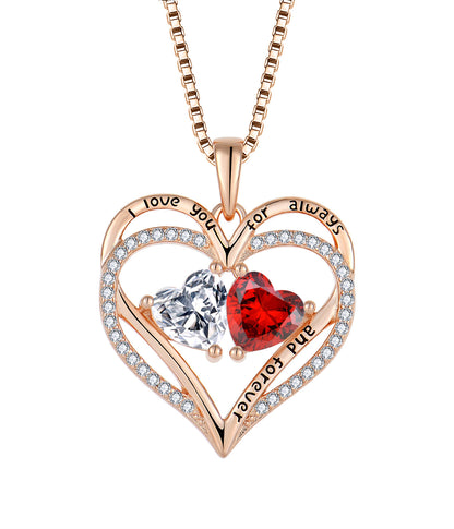 S925 Silver Double Heart-shaped Love Necklace With Rhinestones