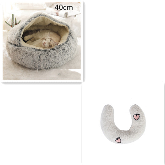 2 In 1 Dog And Cat Round Plush Winter