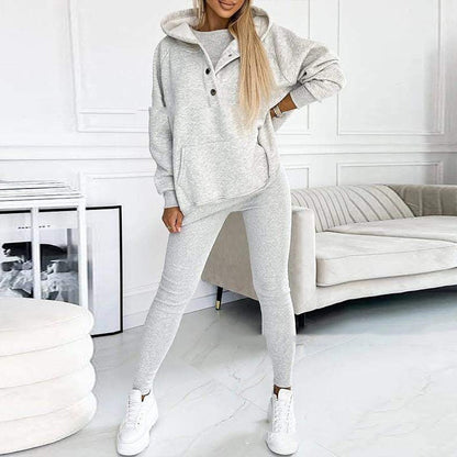 3pcs Women's Loose Hooded Sports Suit