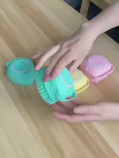 Soft Dog Bath Brush with Detachable Head & Soft Bristles